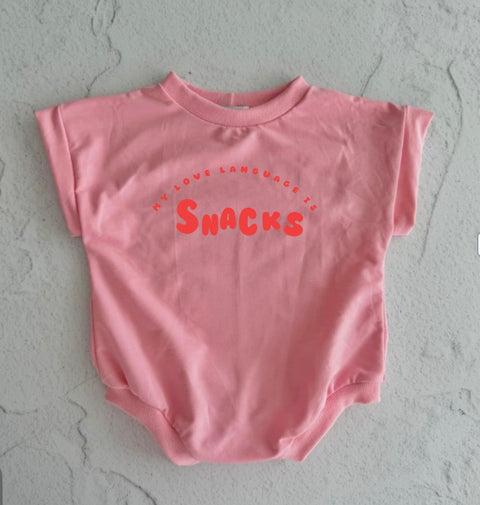 Snacks Romper - Pink (preorder)